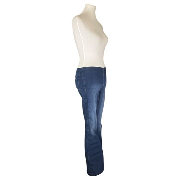 Free People Stretch Flare Jeans Size 27, dark blue denim. Pull-on no zip retro - Picture 5 of 12